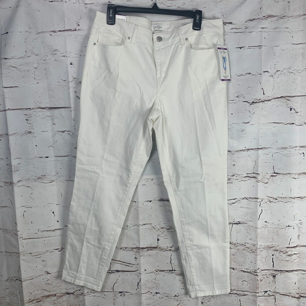 Jessica Simpson White Crop Skinny Jeans Size 14 Rolled Hem Summer Stretch Fit
